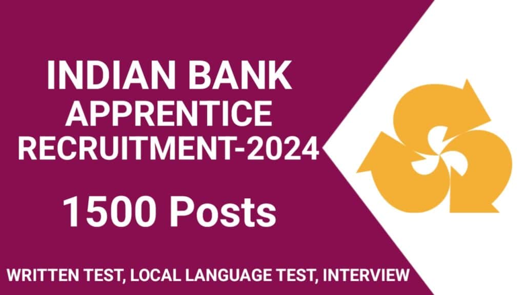 Indian Bank Apprentice Recruitment 2024 For 1500 Posts